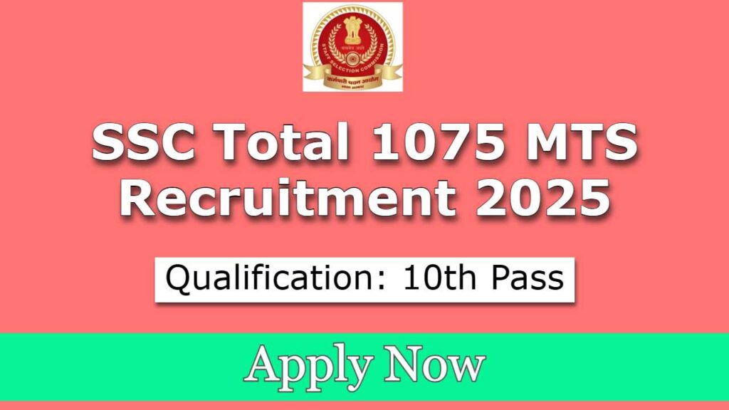 SSC Total 1075 MTS Recruitment 2025